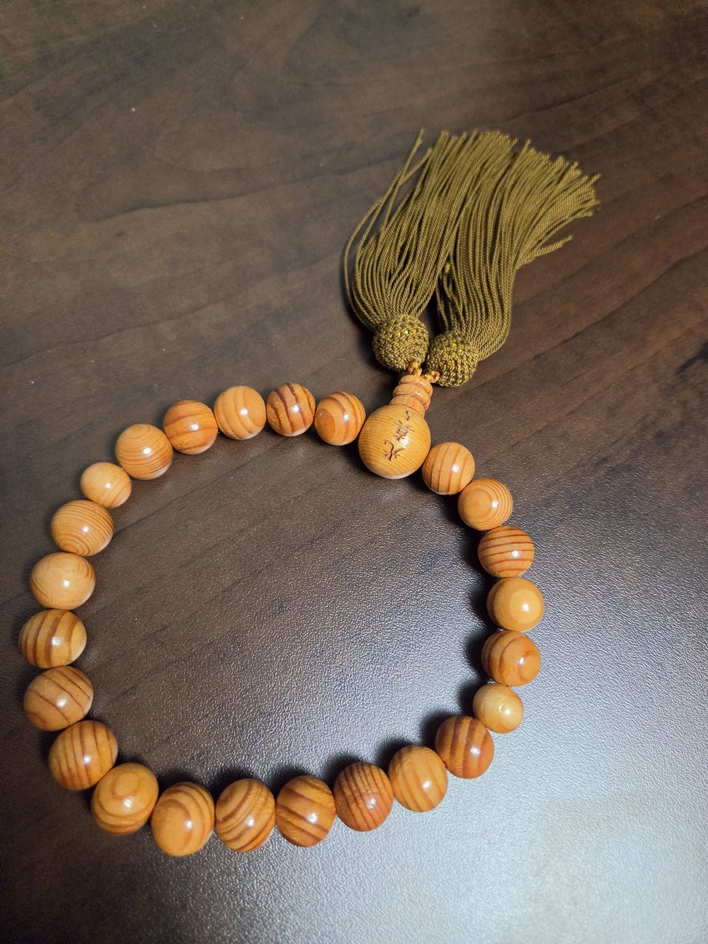 Vintage Japanese Wooden Juzu Prayer Beads with Tassels, Mala Rosary Prayer Beads